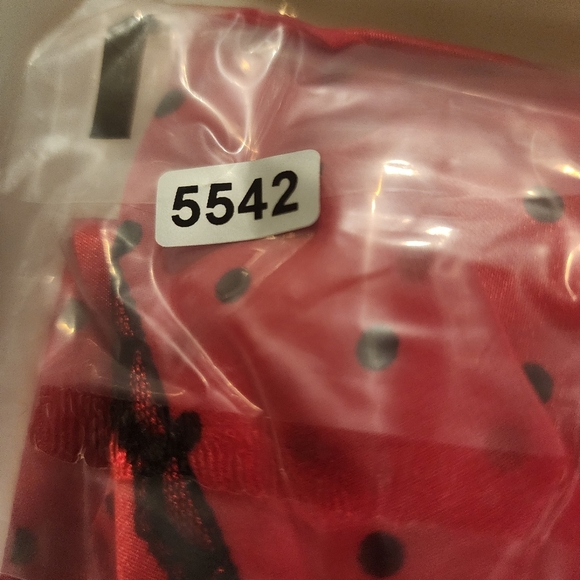 California Dinasty Red and Black Satin Polka Dot Robe with Tie Belt Size S - Picture 10 of 10